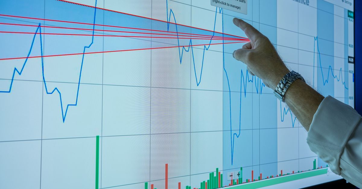 Abstract editorial data-visualization illustration in balanced, blue-toned tones representing XRP and the broader cryptocurrency market — crypto scenario analysis.