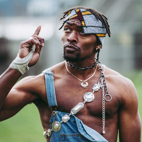 Man Wearing Denim Dungaree 