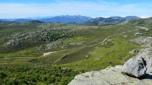 Free A breathtaking view of the rugged mountains and open landscapes in Aullène, Corse, France. Stock Photo