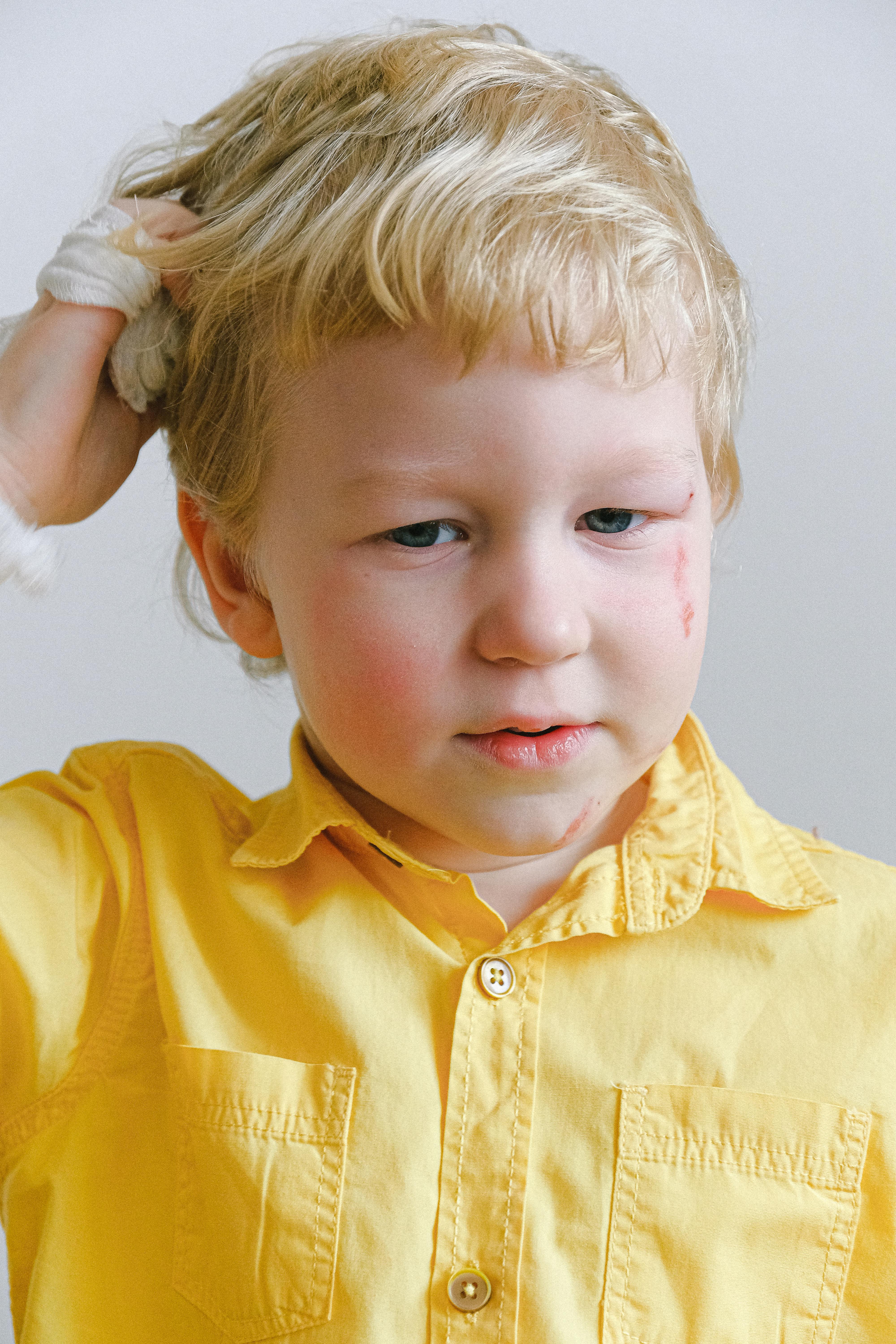 Download Boy In Yellow Button Up Shirt Free Stock Photo PSD Mockup Templates