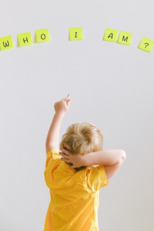 Boy Pointing At Sticky Notes On The Wall · Free Stock Photo