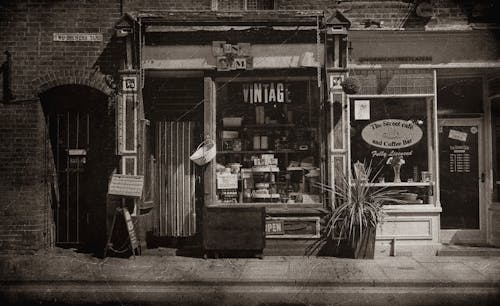 Free Grayscale Photo Of Store Front Stock Photo