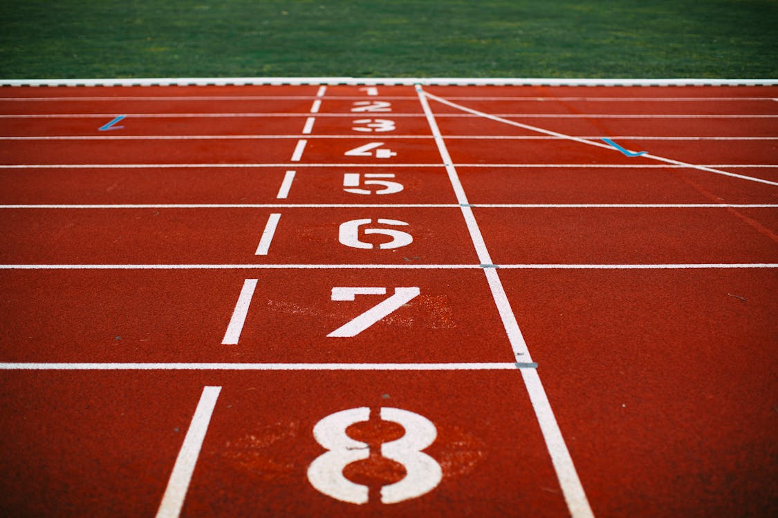 White and Red Track Field