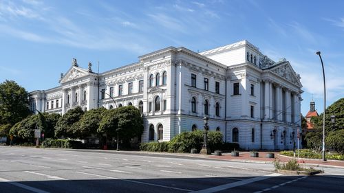 Free Stunning Renaissance architecture of a historic building in Hamburg, Germany, captured in daylight. Stock Photo