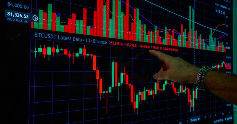 Abstract editorial data-visualization illustration in balanced, blue-toned tones representing USDT and the broader cryptocurrency market — crypto scenario analysis.