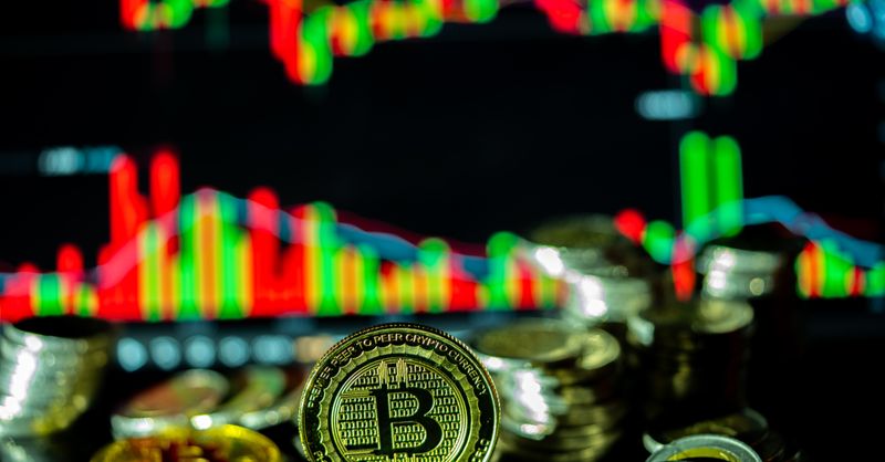 Abstract editorial data-visualization illustration in balanced, blue-toned tones representing ETH and the broader cryptocurrency market — crypto scenario analysis.