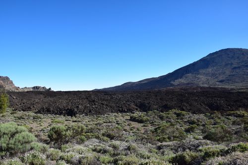 Free Breathtaking landscape of volcanic terrain and mountains on a sunny day. Stock Photo