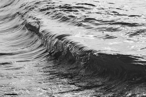 Free A dramatic black and white photo capturing a wave at the Baltic Sea coast in Graal-Müritz. Stock Photo