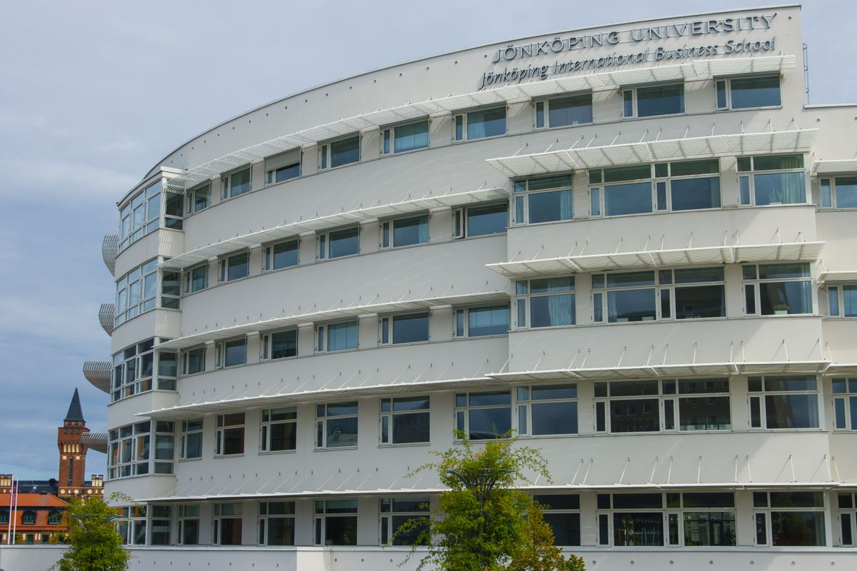 Curved facade of a modern university building