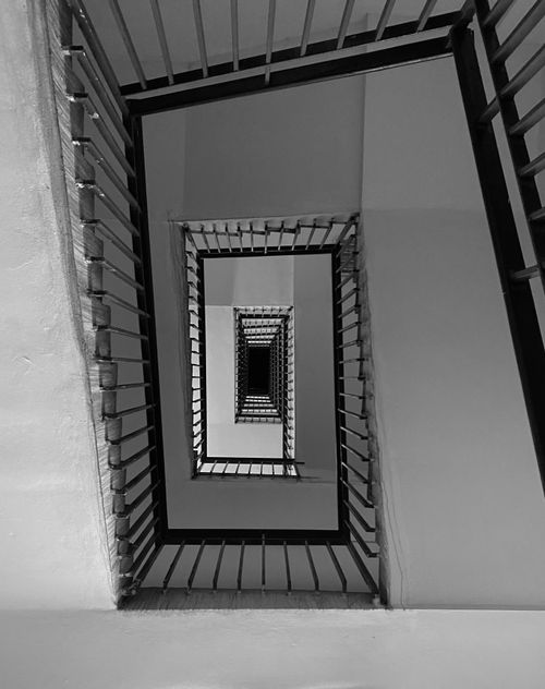 Free A mesmerizing view of a spiral staircase captured in monochrome in İstanbul. Stock Photo