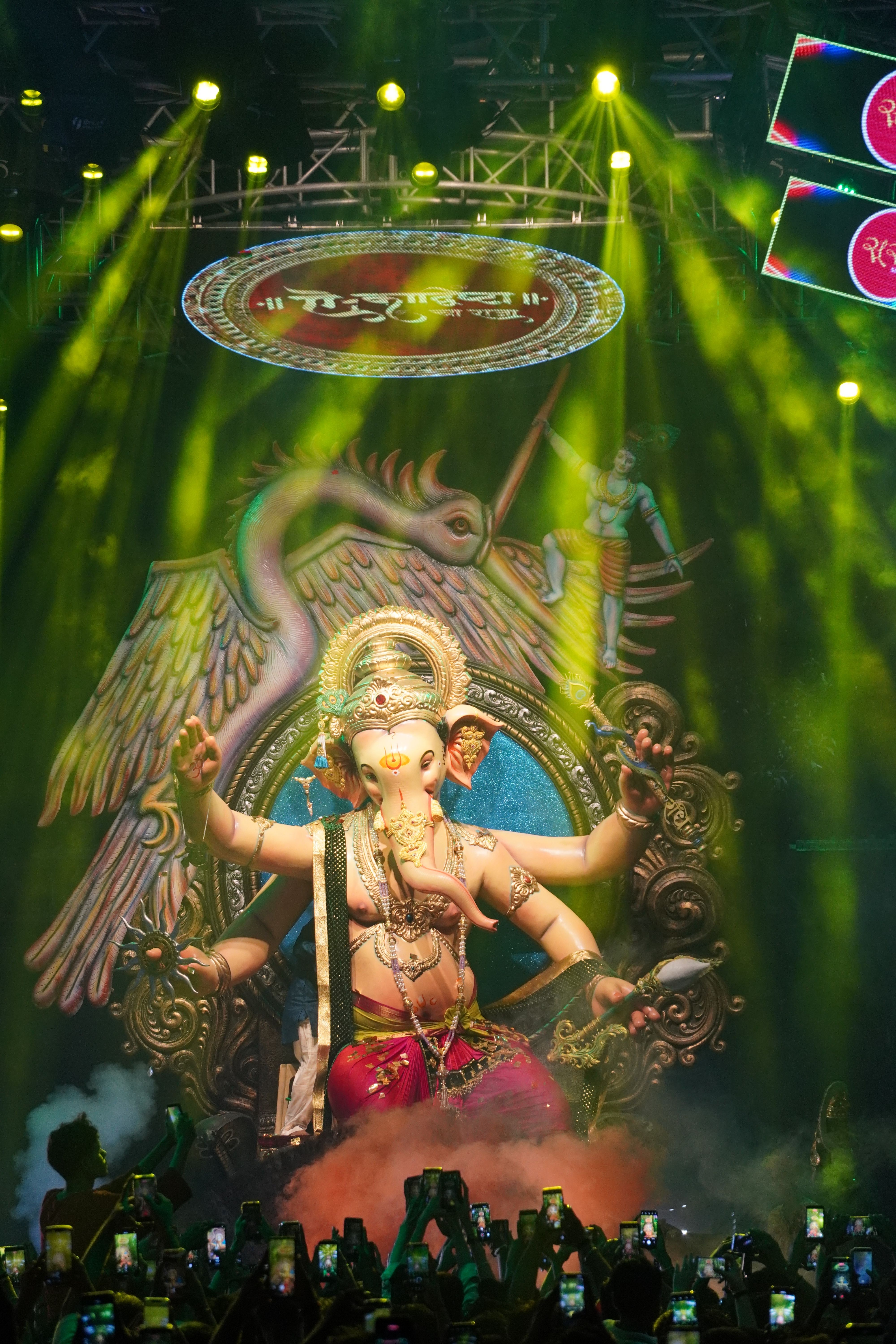 Lively Ganesh Chaturthi festival with Ganesh idol lighting up the Surat stage.