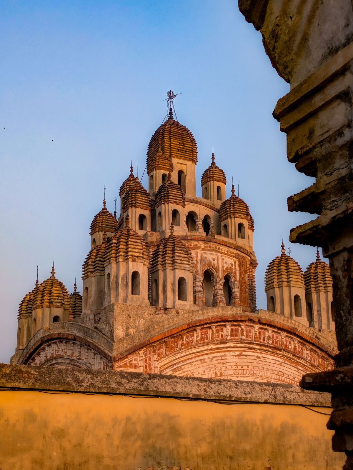 Historic Indian temple at dusk
