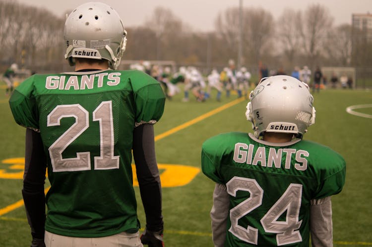 Two Giants Players Standing Outside Field