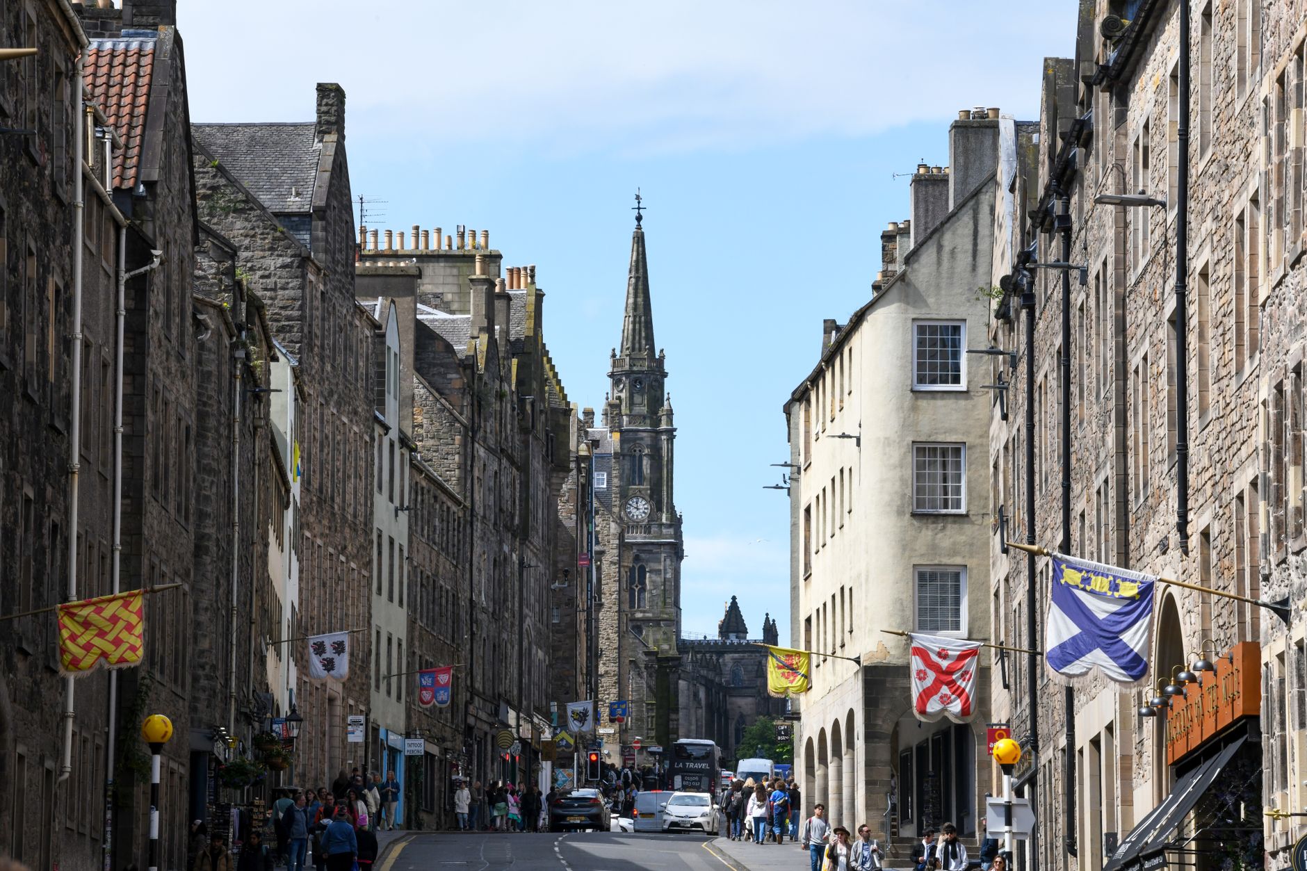 Stunning daytime view of the historic Royal Mile in Edinburgh, capturing its charm and architecture.
