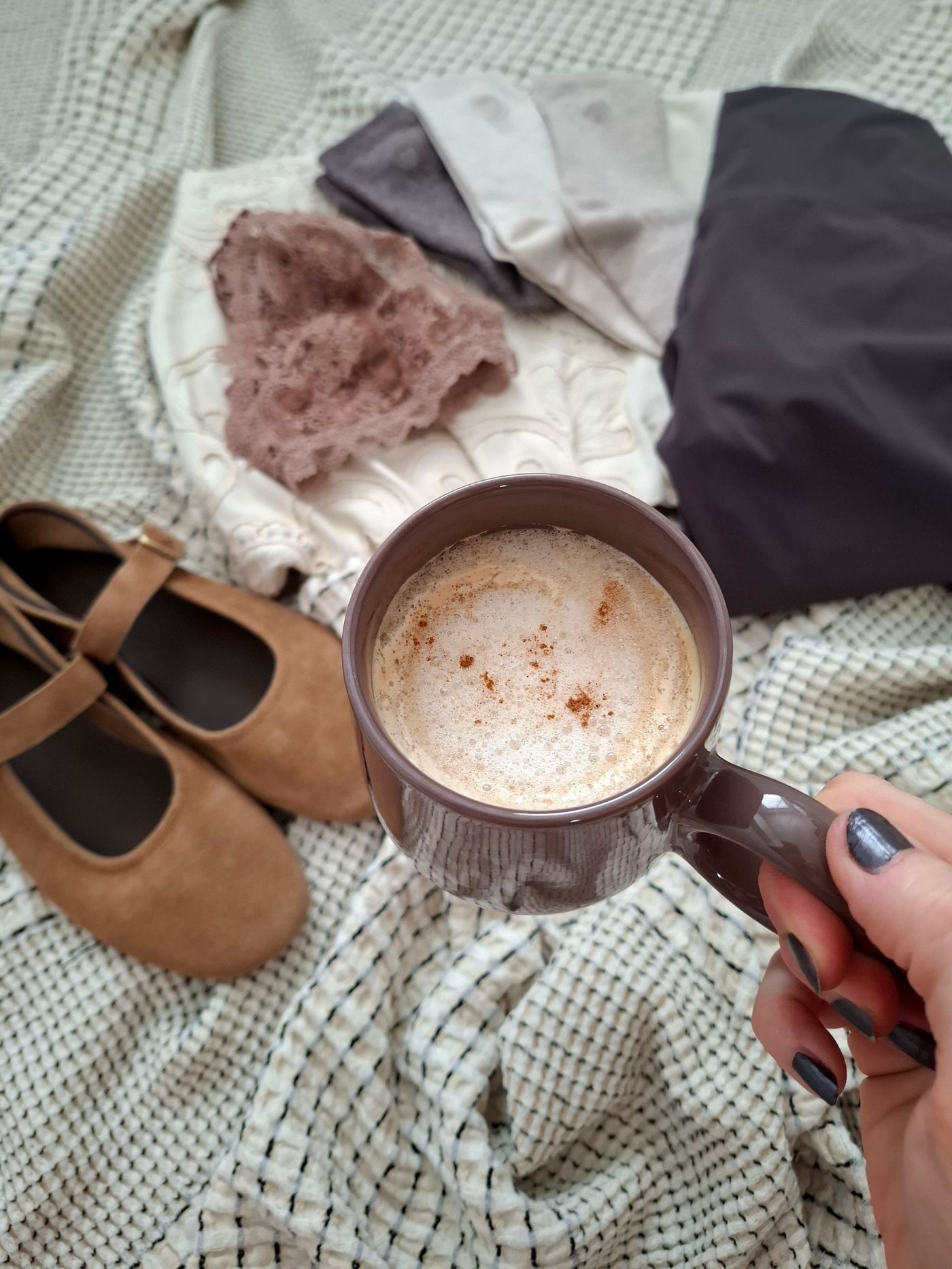 Elegant clothing and footwear flat lay without people