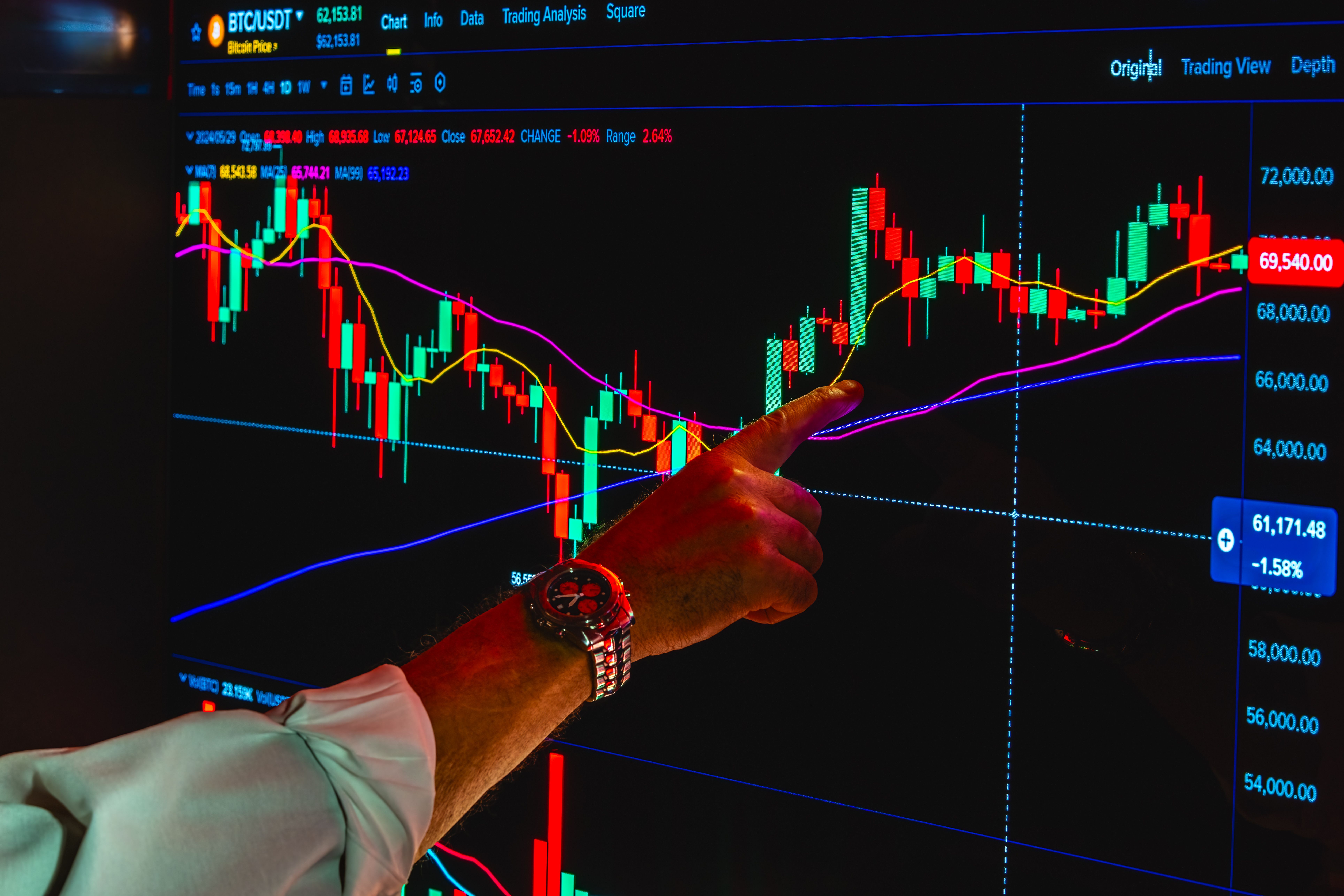 Abstract editorial data-visualization illustration in balanced, blue-toned tones representing HYPE and the broader cryptocurrency market — crypto scenario analysis.