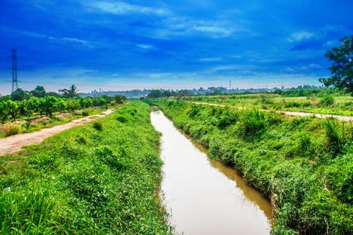 Free stock photo of agriculture, canal, clouds Stock Photo