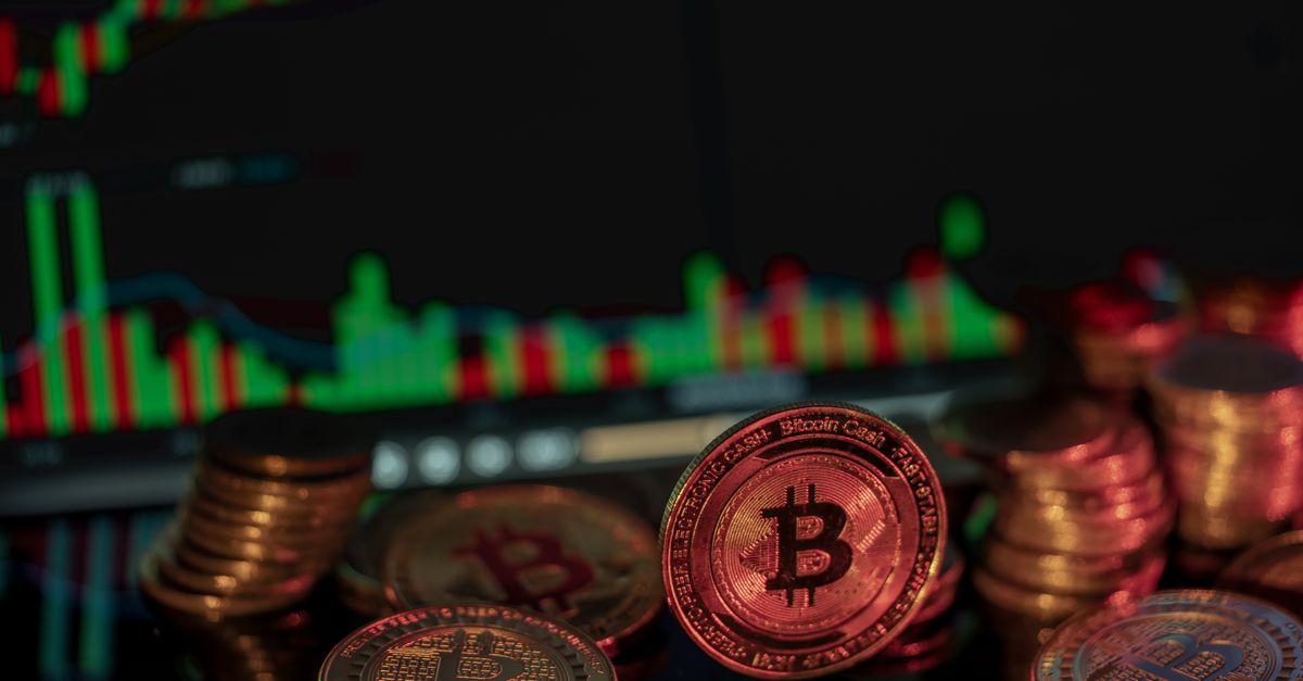 Abstract editorial data-visualization illustration in balanced, blue-toned tones representing BB and the broader cryptocurrency market — crypto scenario analysis.