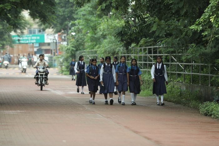 Schoolgirls walking