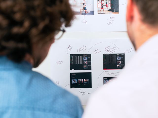 Whiteboard with page structure diagram