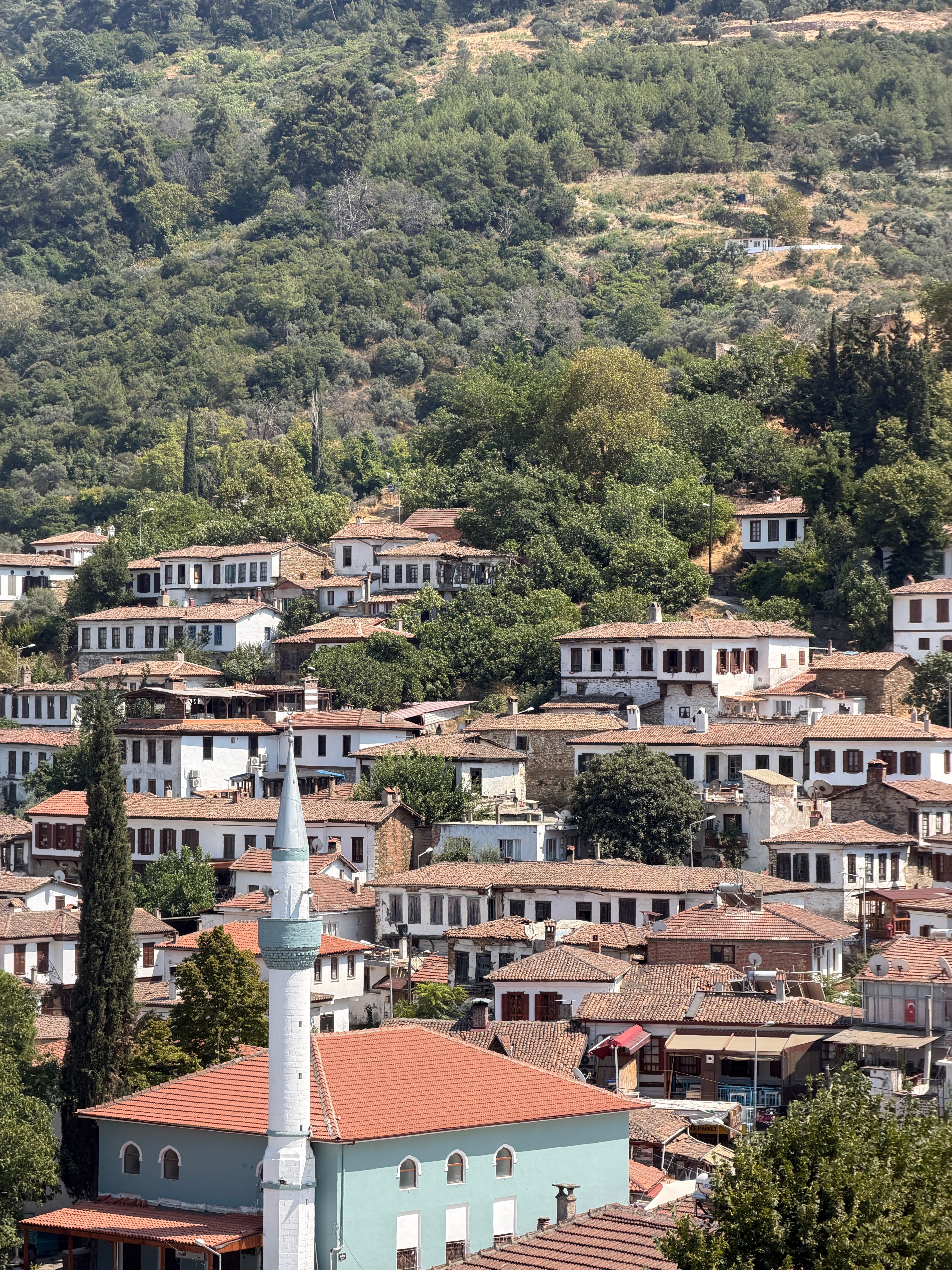 Charming view of Ottoman-style architecture in the hillside village of Şirince, Turkey.