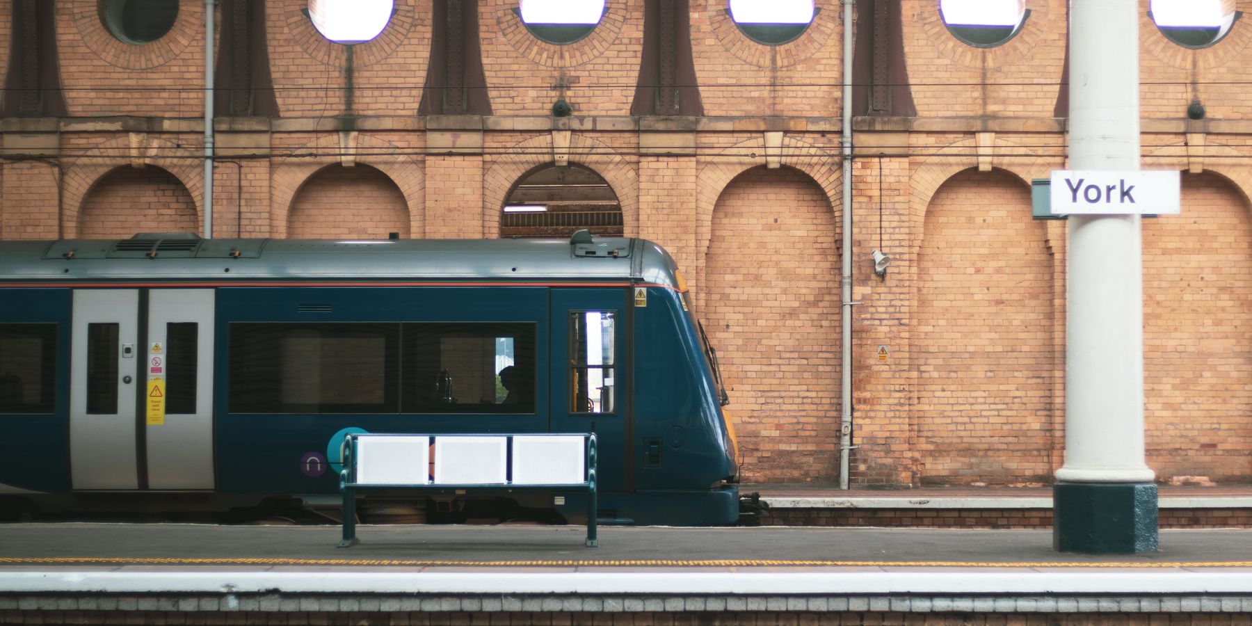 A modern train at York Station, showcasing heritage architecture. Perfect blend of new and old.