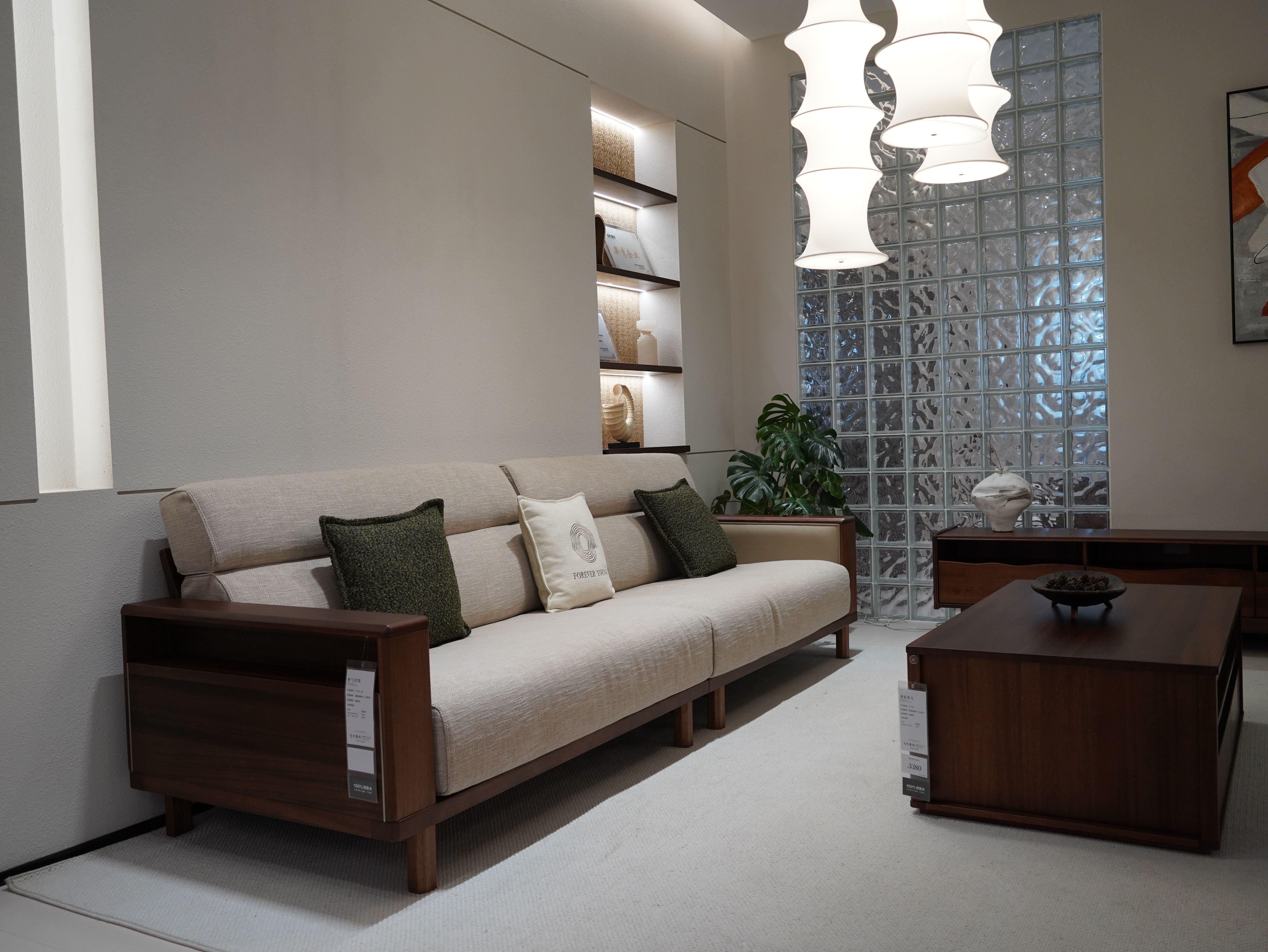A thoughtfully styled living space with warm natural textures