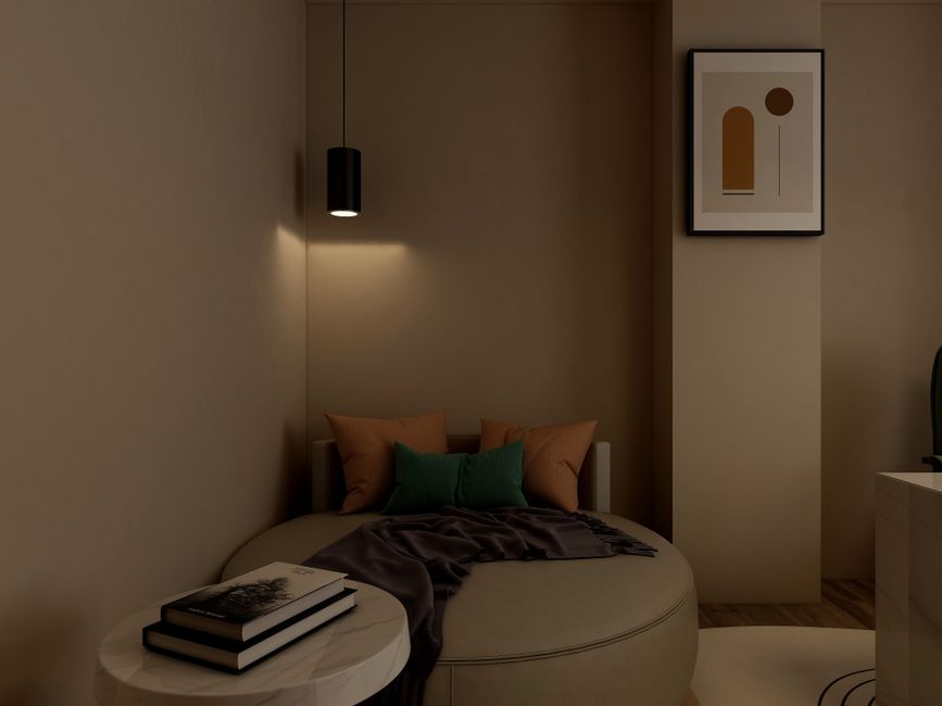 Knusse kamer met sfeervolle herfstige pendellampen. Knusse kamer met sfeervolle herfstige pendellampen.