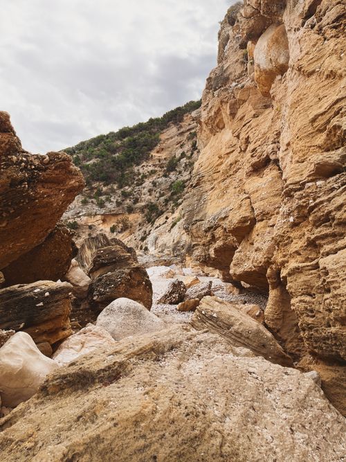 Free Explore the rugged beauty of Sardegna's rocky canyon landscape, captured in stunning detail. Stock Photo