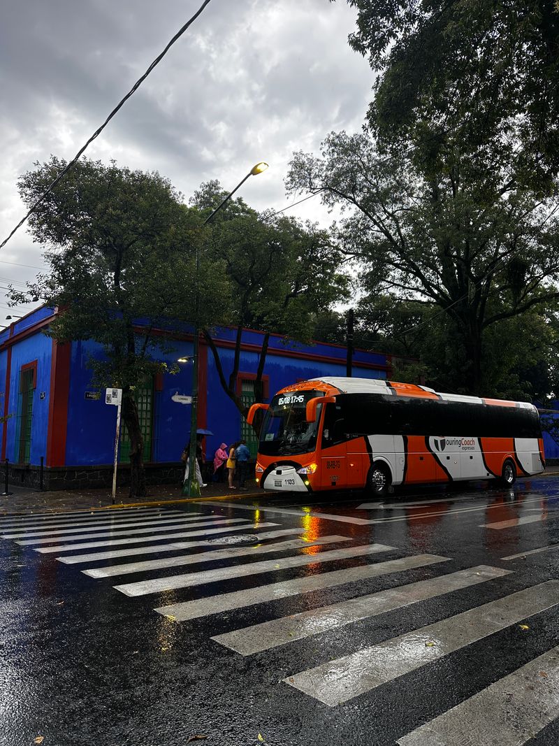 The cobalt-blue facade of Casa Azul, the Frida Kahlo Museum, Coyoacán