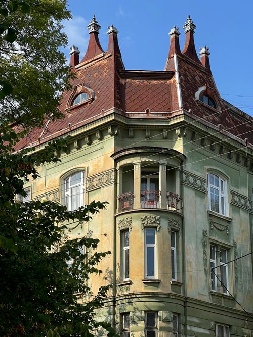 Free Beautiful historic architecture with ornate details in Lviv, showcasing Renaissance elements. Stock Photo
