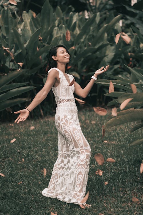 Woman In White Lace Dress