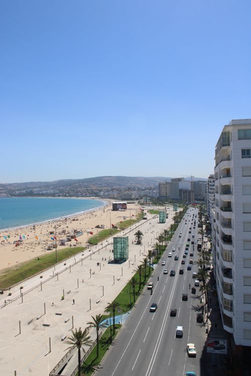 Free A vibrant aerial photograph of Tangier's beach and cityscape with bustling streets and scenic views. Stock Photo