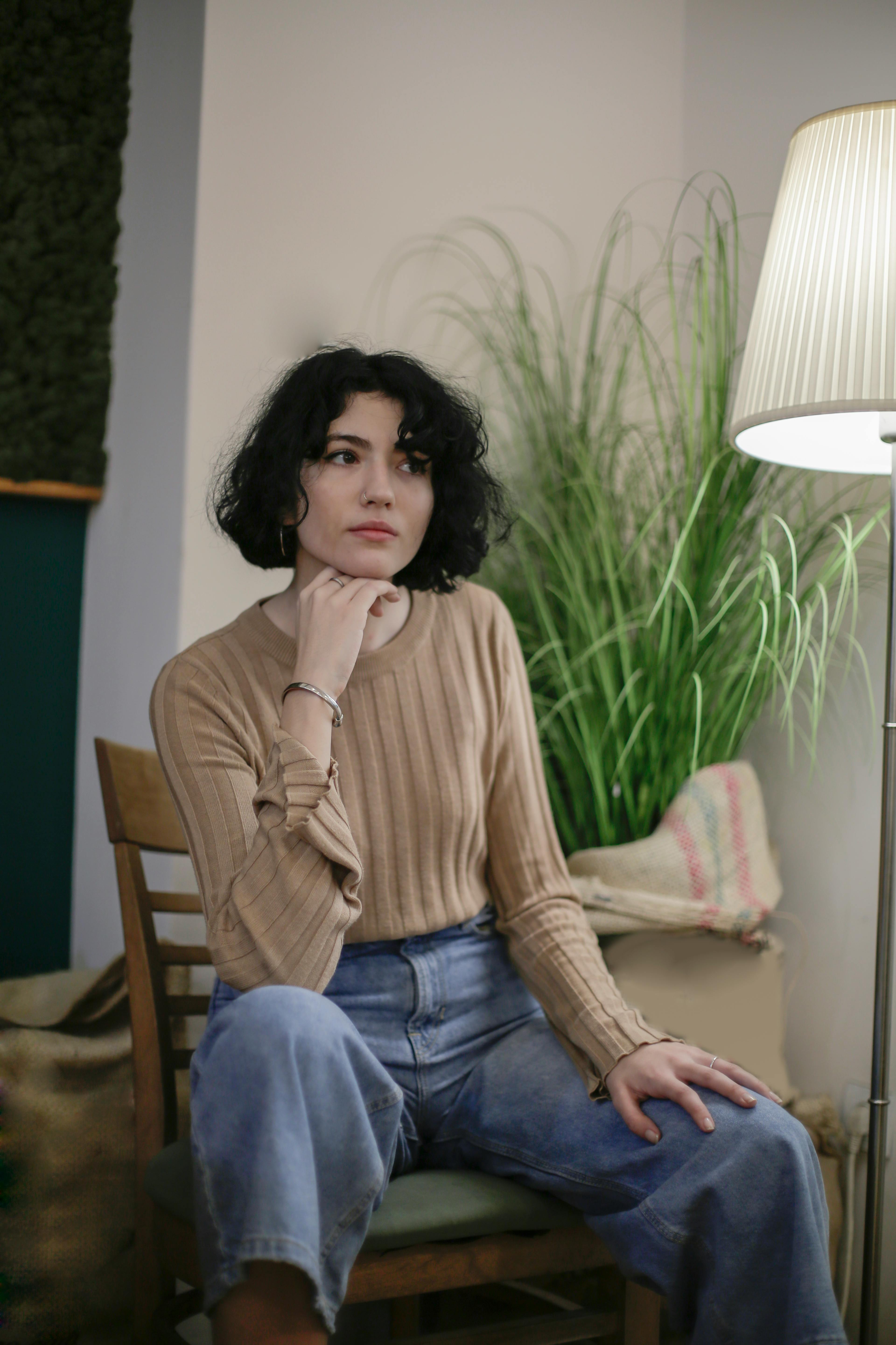 Woman in Brown Crew Neck Shirt · Free Stock Photo