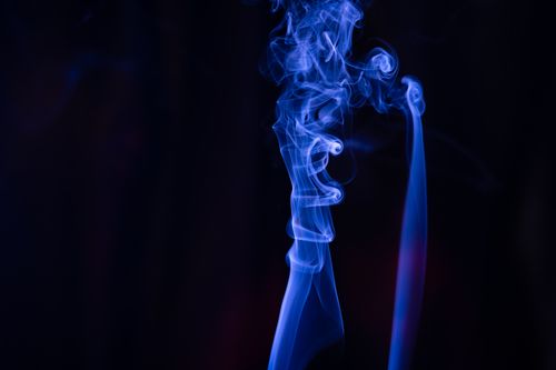 Free An artistic capture of swirling blue smoke on a dark background, exuding a sense of mystery and fluidity. Stock Photo