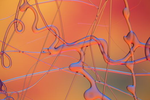 Explore dynamic curves and vibrant hues in this abstract art piece showcasing fluid lines and futuristic design.