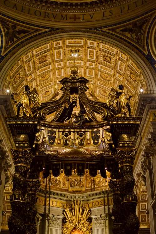 Free Stunning view of the ornate interior dome of St. Peter's Basilica, showcasing Baroque architecture. Stock Photo