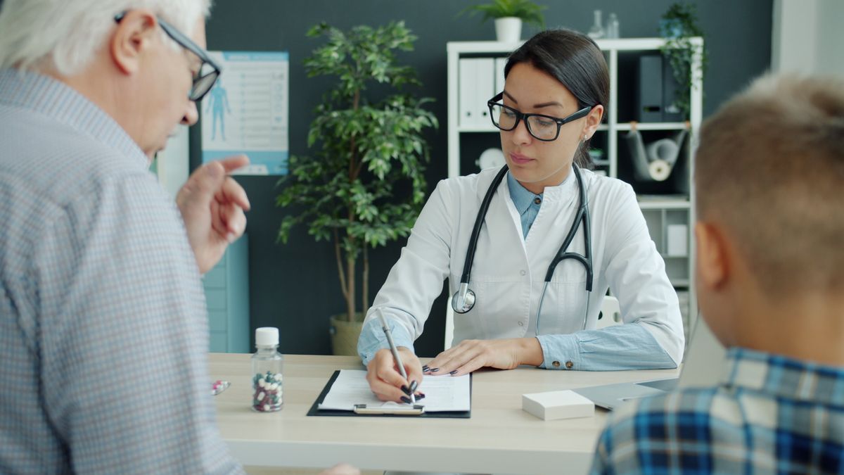 Doctor answering questions during a medical consultation