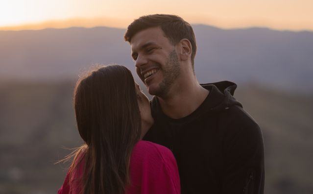 couple having coffee during first date