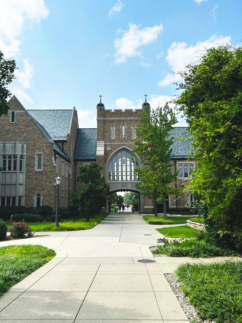 Free Scenic view of a charming arched building on the Notre Dame campus, Indiana. Stock Photo