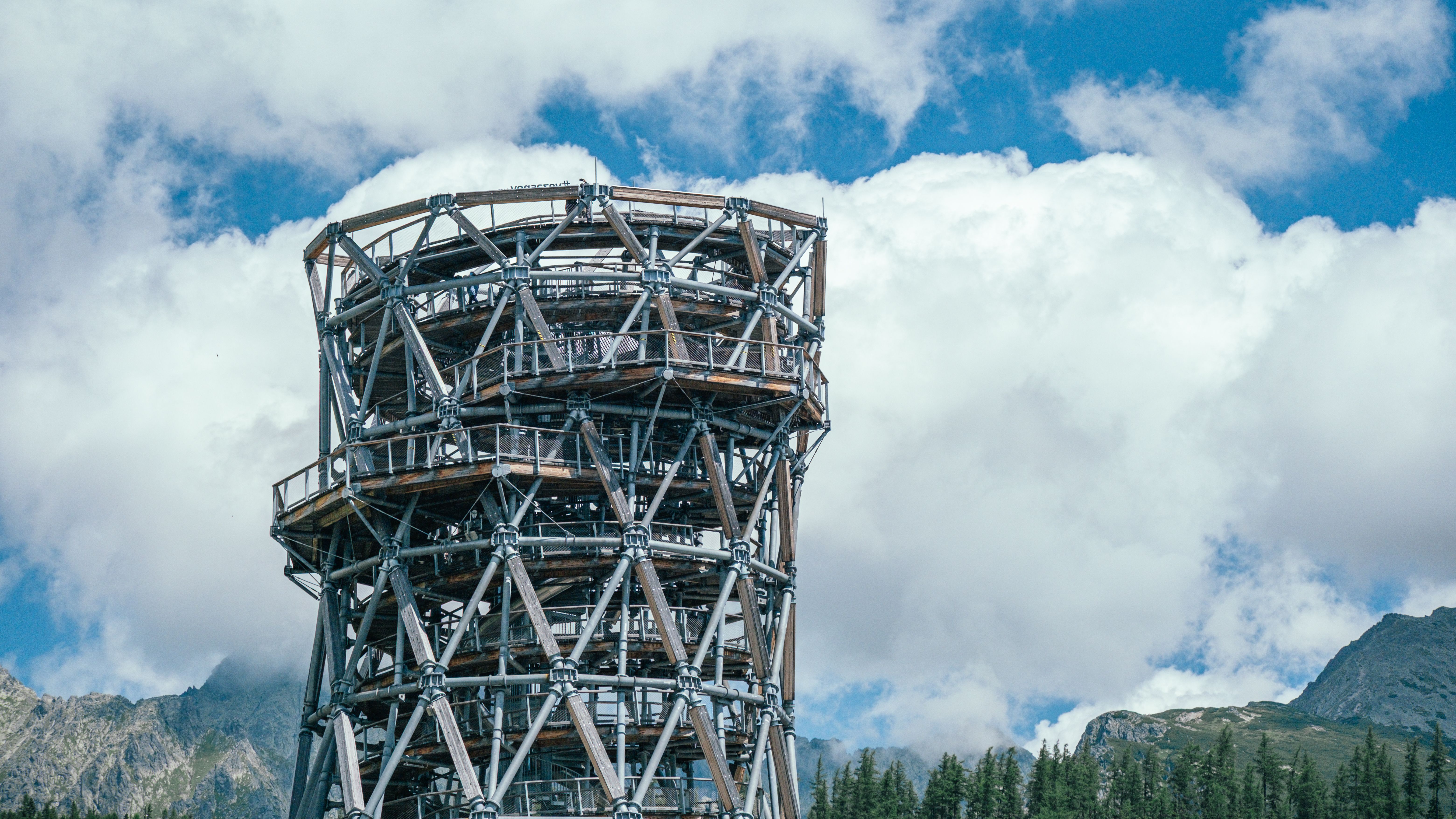 Observation tower rising above the clouds