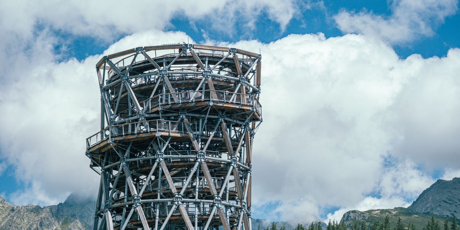 Observation tower rising above the clouds