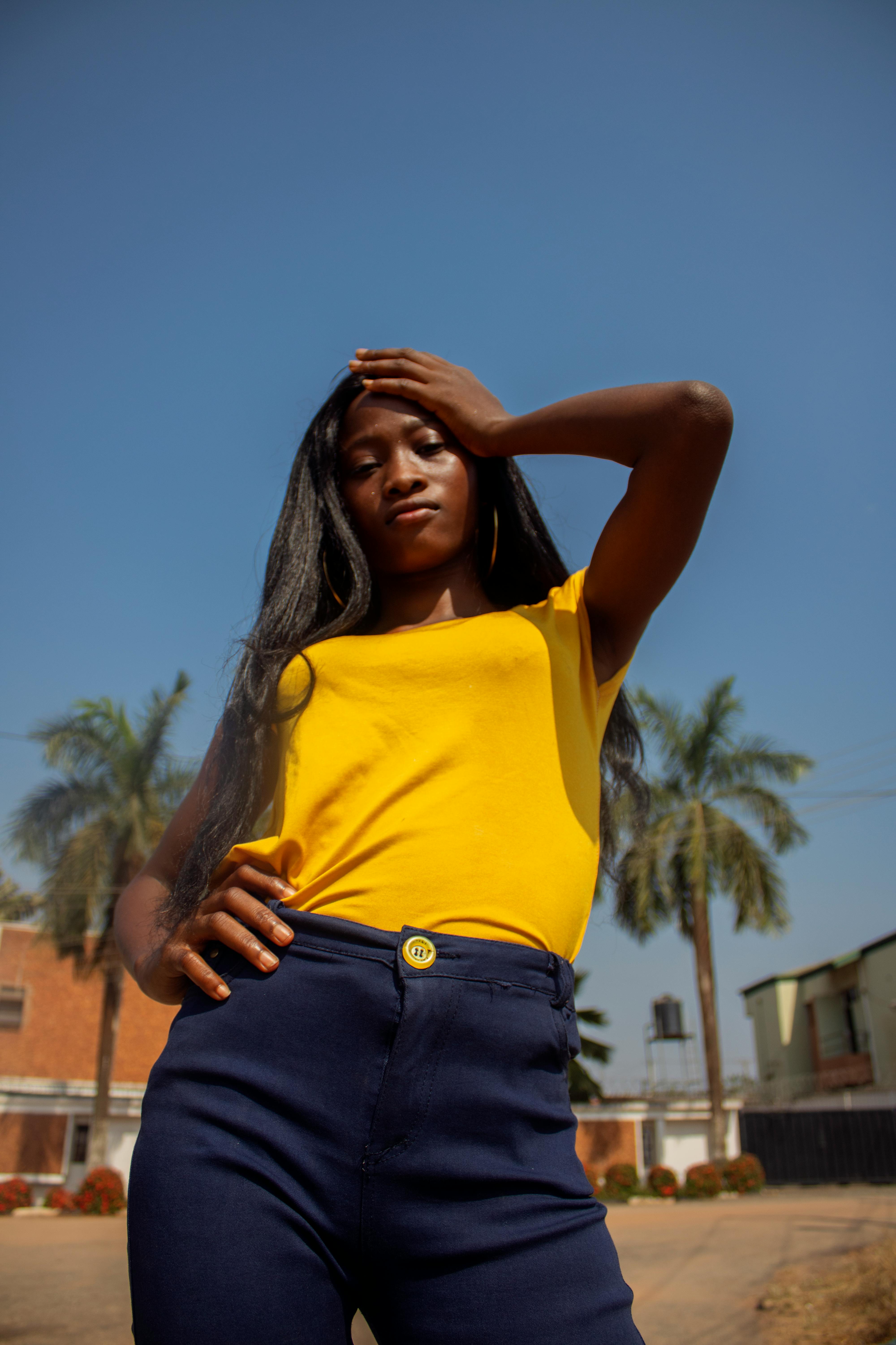 woman with yellow shirt