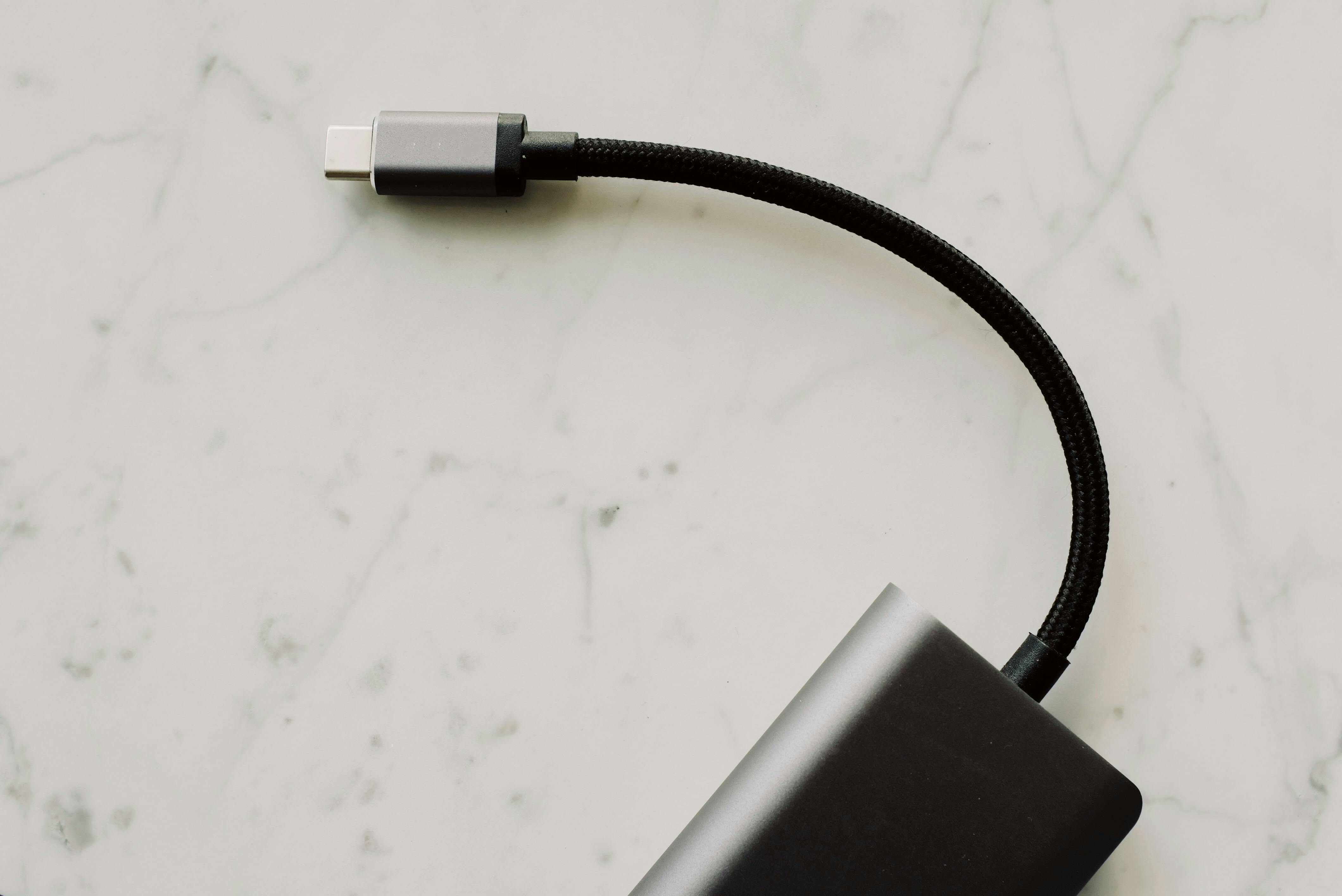 Usb-C Cable On White Surface \u00b7 Free Stock Photo