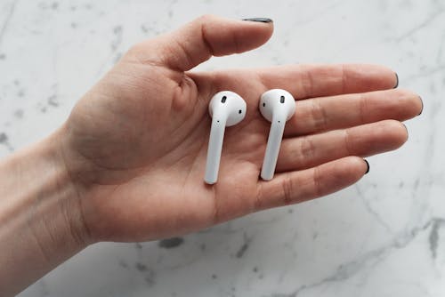 Free Person Holding Apple AirPods 
 Stock Photo