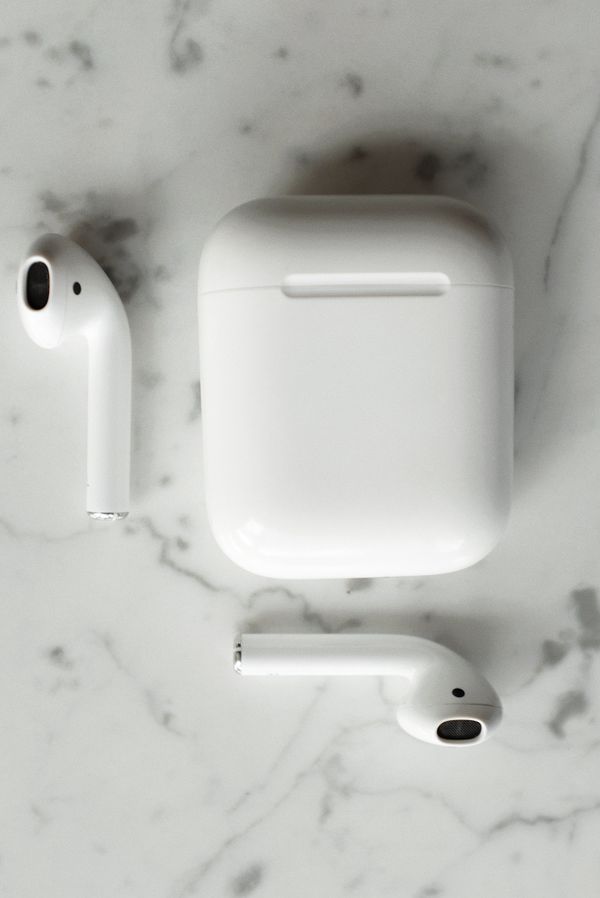 White wireless in-ear headphones