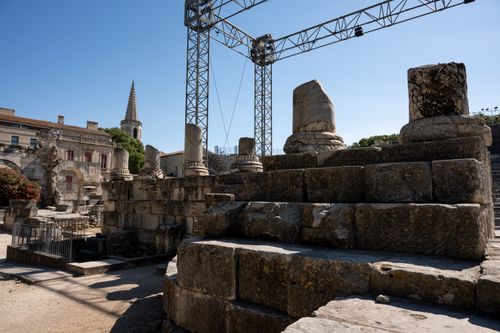 Free Explore the historic Roman ruins in Arles, Provence with stunning stone columns and arches. Stock Photo