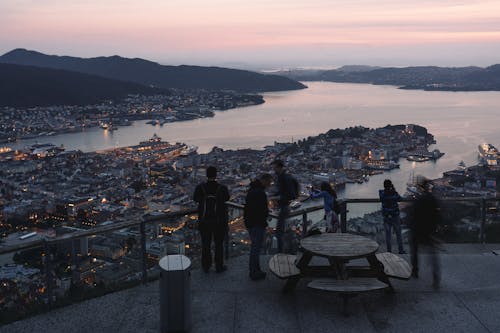 People At A Rooftop During Sunset