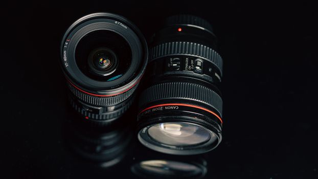 Detailed image of camera lenses showcasing modern photography gear.