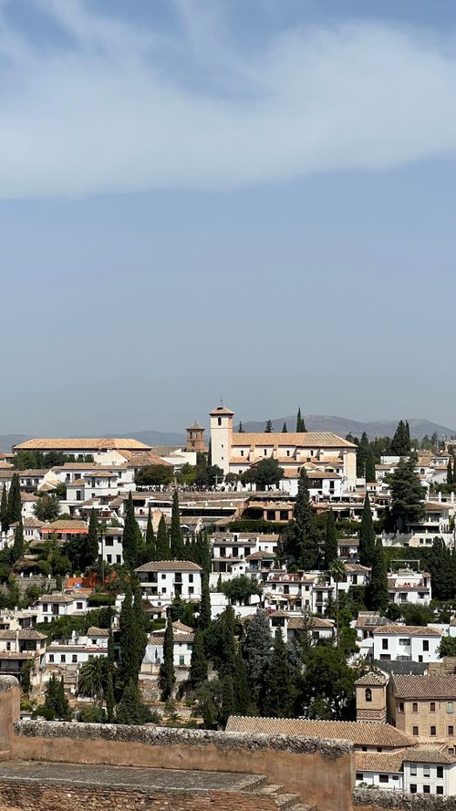 Free A breathtaking view of the historic Albaicín district in Granada, Spain with iconic architecture. Stock Photo